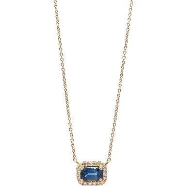 Sapphire and Diamond Halo Necklace