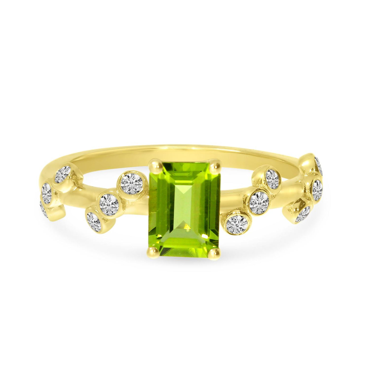 Peridot and Diamond Twist Ring