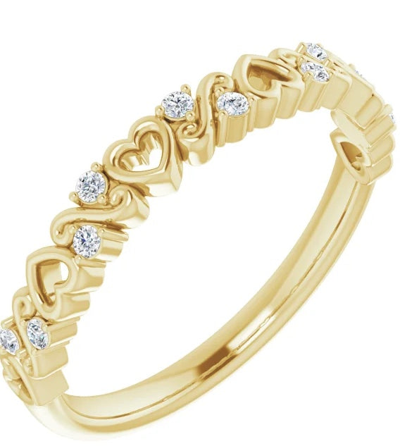 Stackable Hearts and Diamond Band