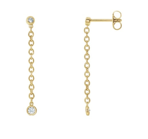 Diamond Bezel Set Dangle Earrings