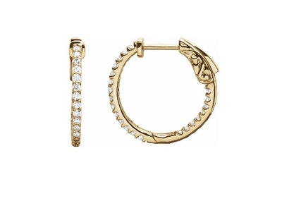 Diamond Inside-Out Hinged Hoop Earrings - 19mm