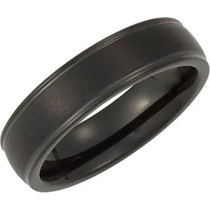 Men's Black Tungsten Band 6mm Size 11