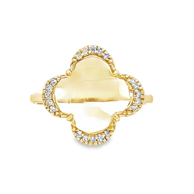 Citrine and Diamond Clover Ring