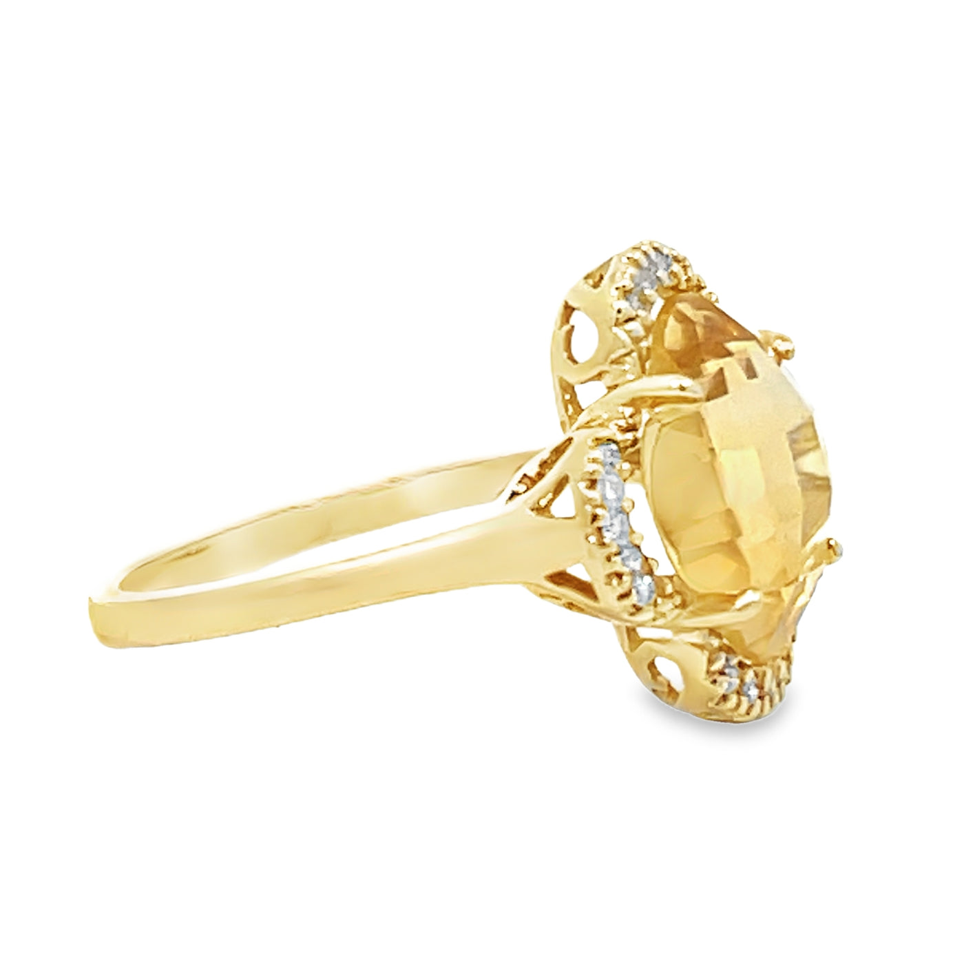 Citrine and Diamond Clover Ring