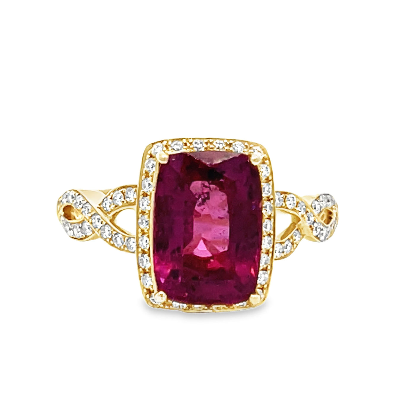 Rubellite and Diamond Ring