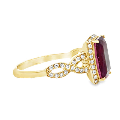 Rubellite and Diamond Ring