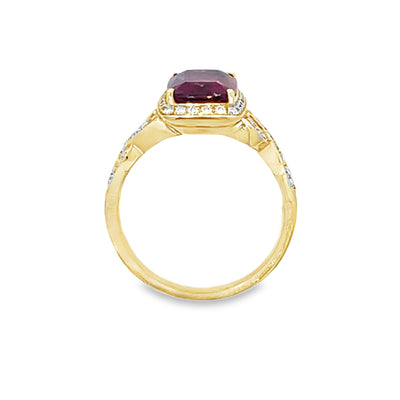 Rubellite and Diamond Ring