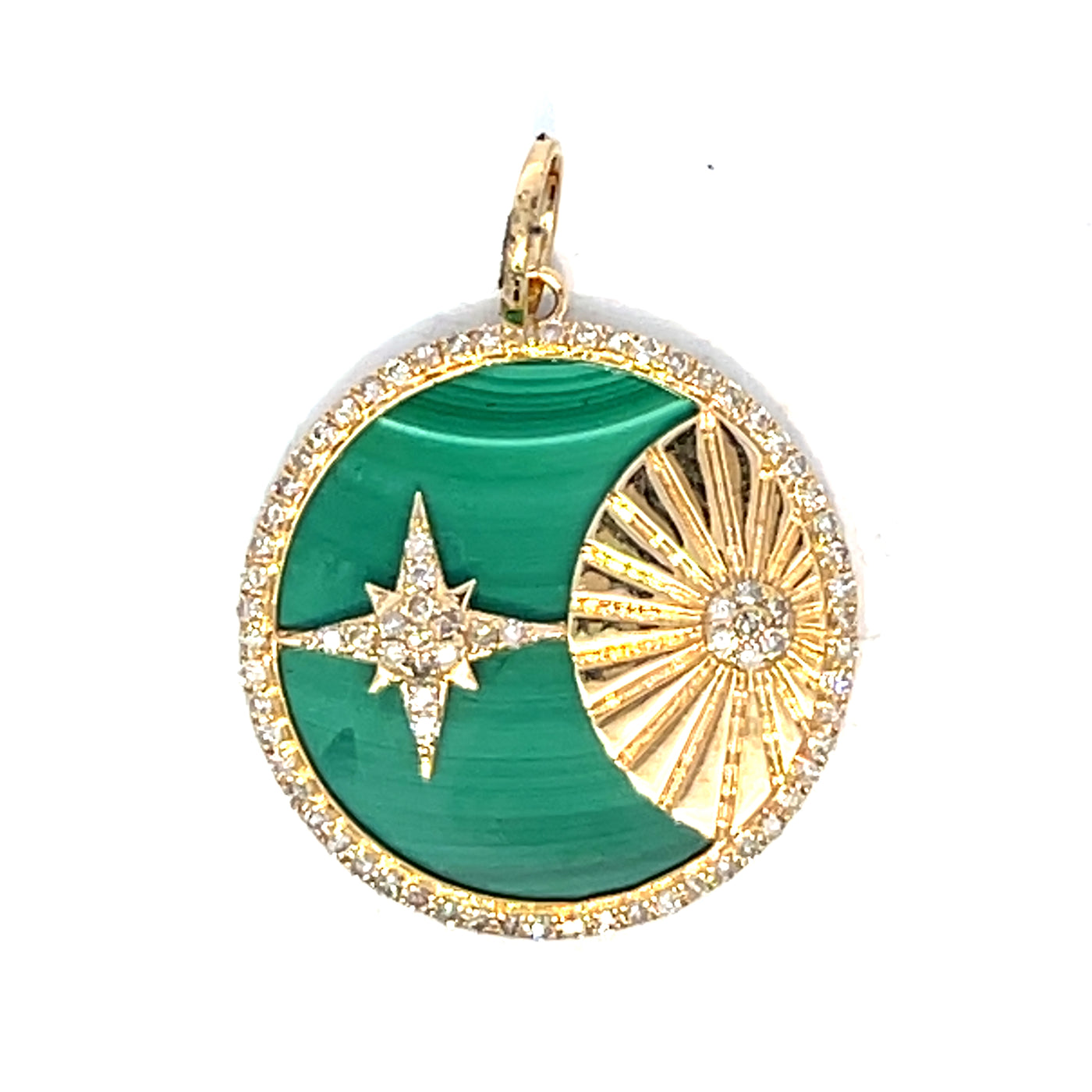 Malachite and Diamond Star and Sunburst Pendant