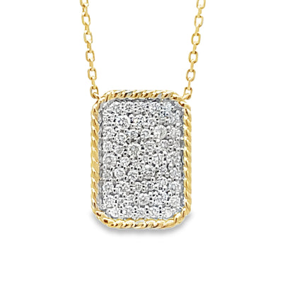 Diamond Pave' Dog Tag Style Necklace