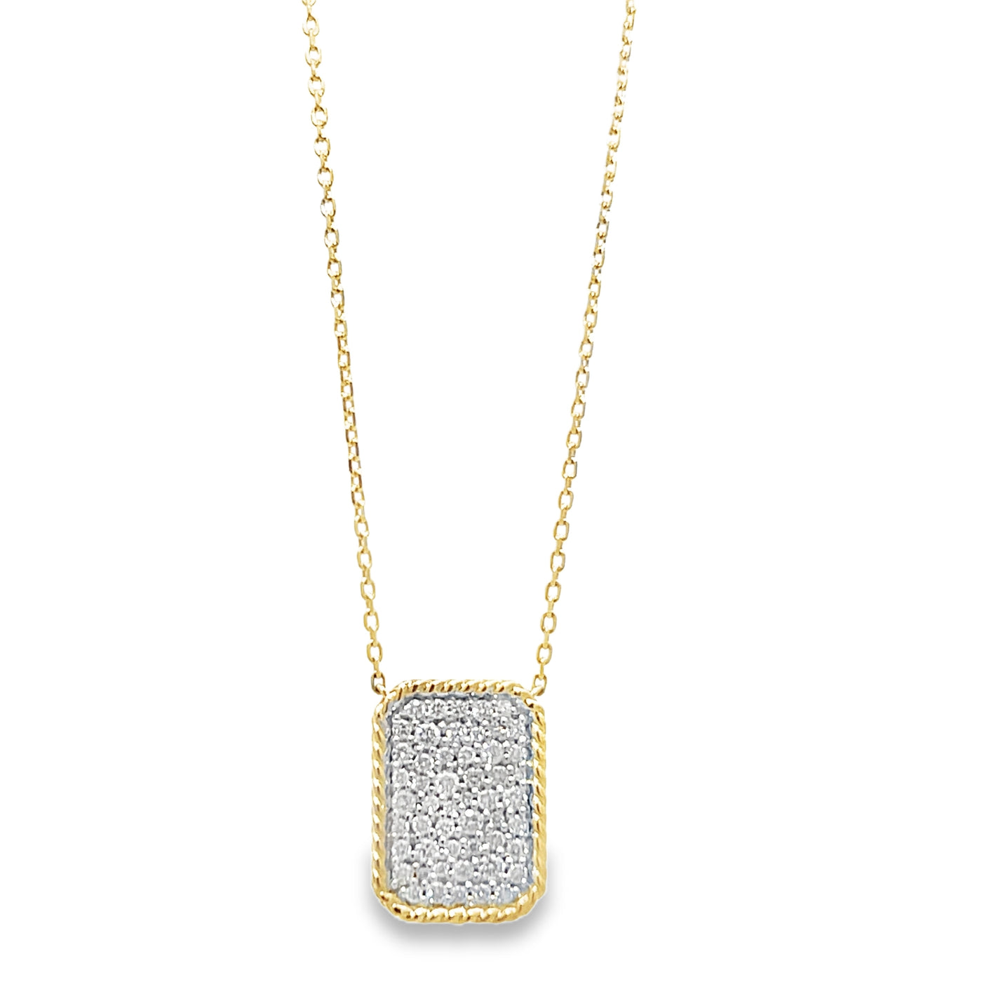 Diamond Pave' Dog Tag Style Necklace