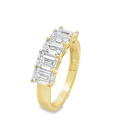 5 Stone Lab Grown Emerald-cut Diamond Ring