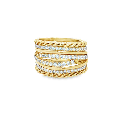 Diamond and Twist Rope Stacked Ring