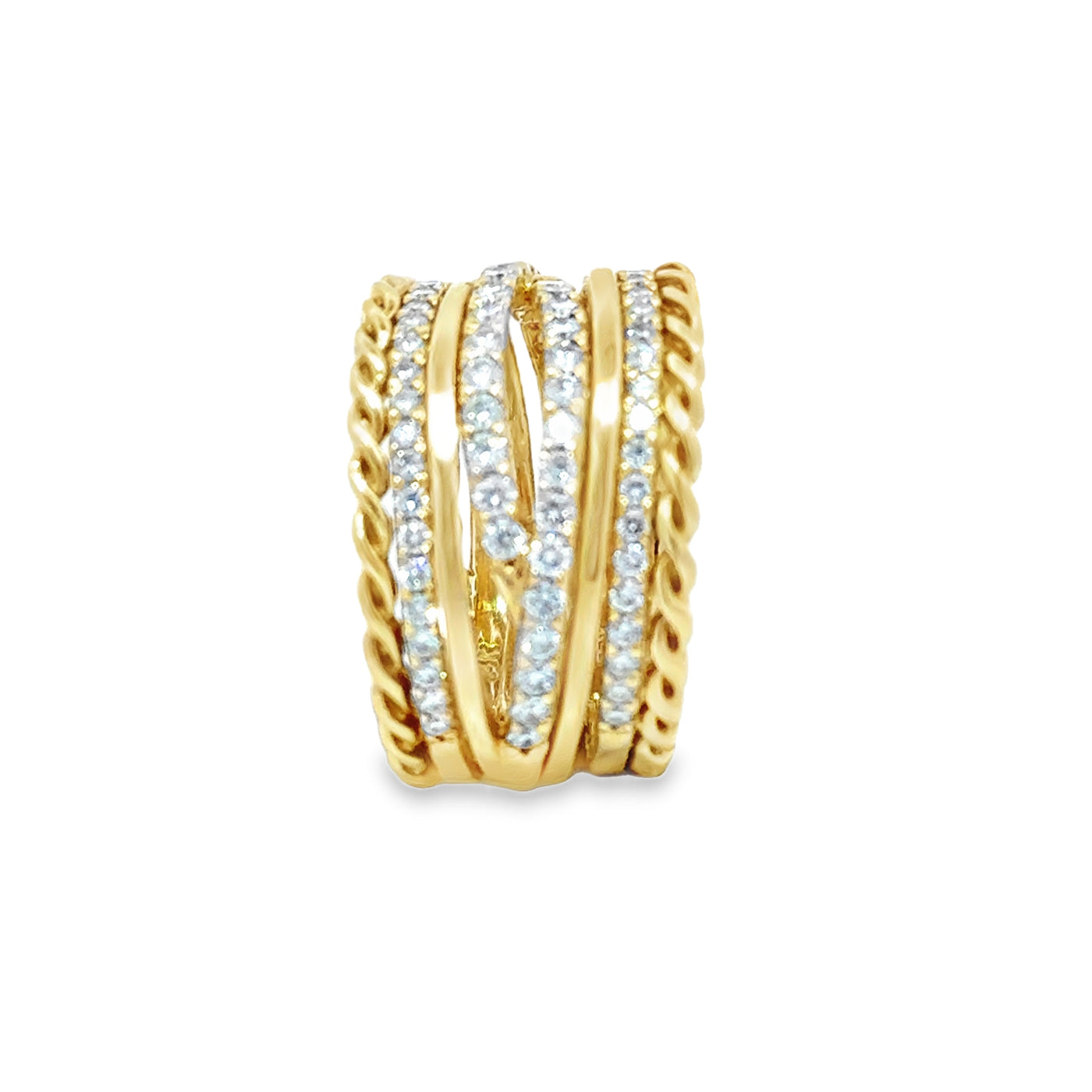 Diamond and Twist Rope Stacked Ring