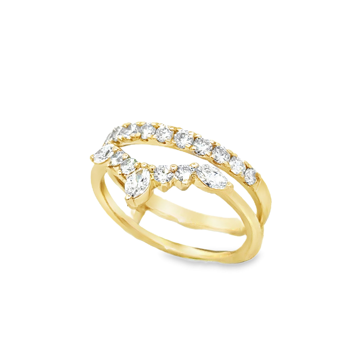 V Shaped Marquise and Round Diamond Ring Wrap