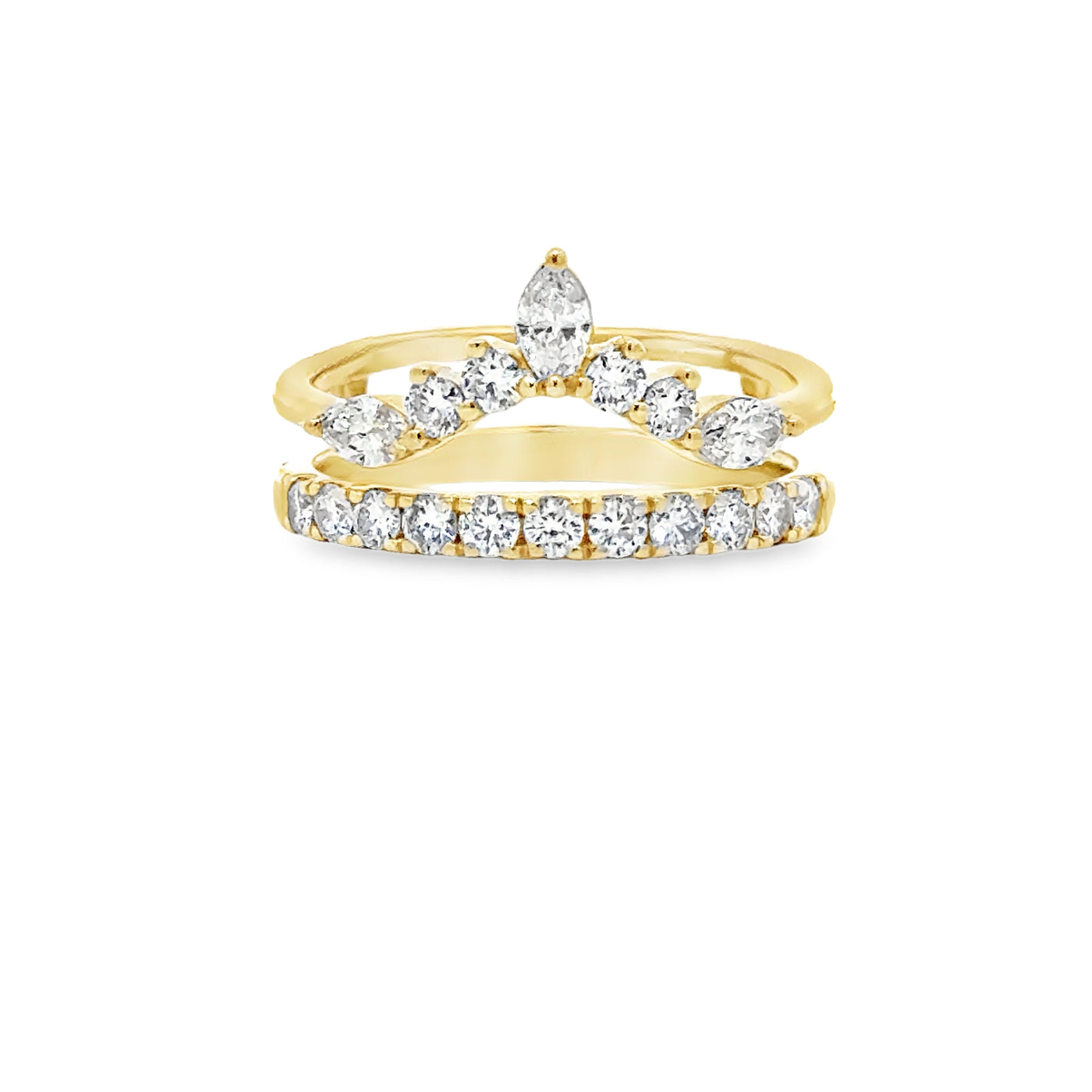 V Shaped Marquise and Round Diamond Ring Wrap