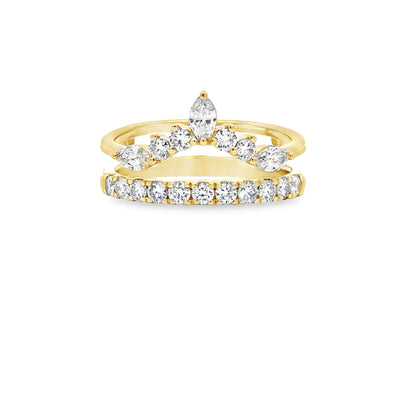 V Shaped Marquise and Round Diamond Ring Wrap