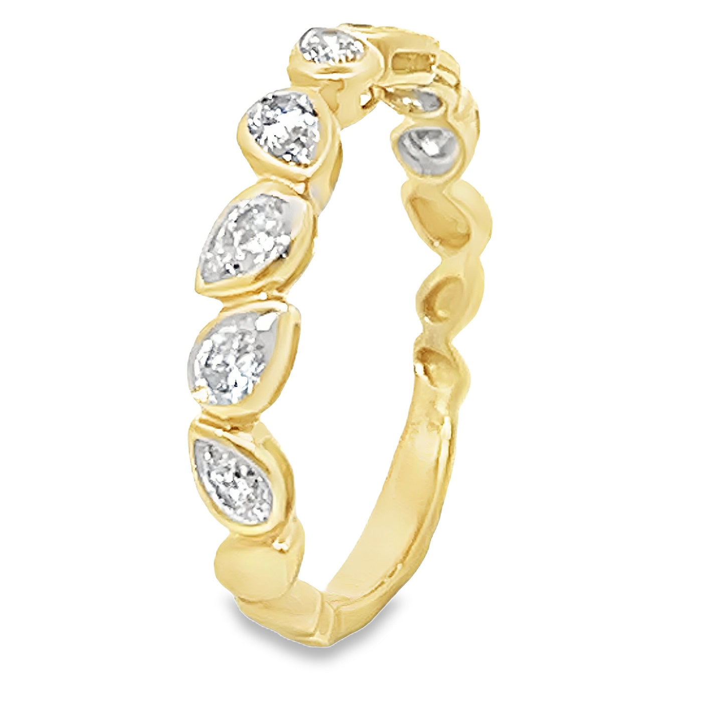 Pear Shaped Diamond Zig Zag Stackable Ring