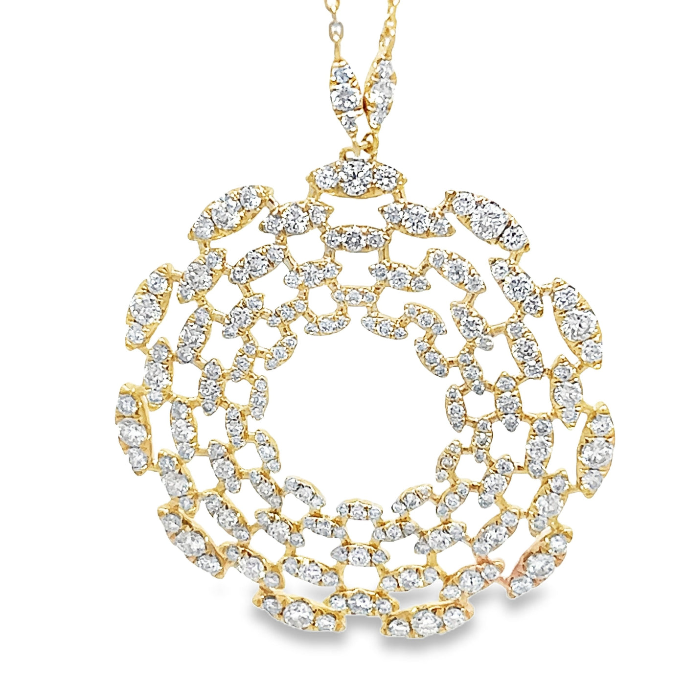 Open Circle Sunburst Diamond Necklace