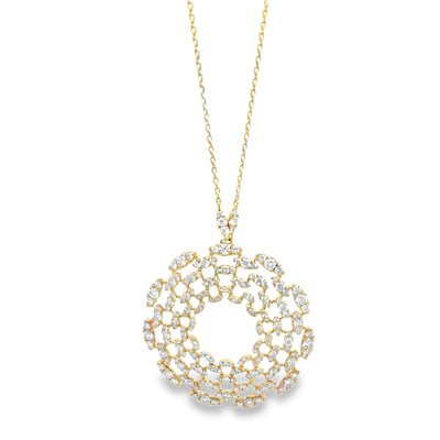 Open Circle Sunburst Diamond Necklace