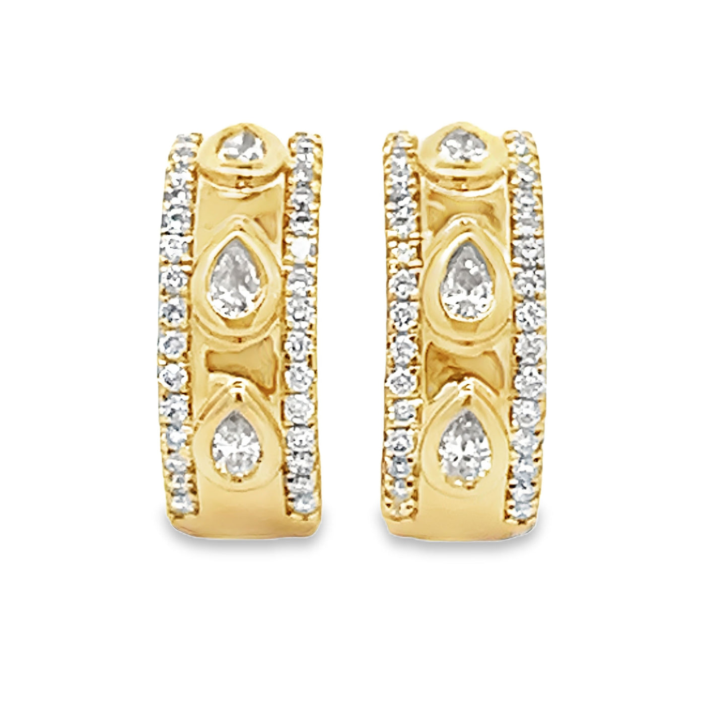 Bezel-set Pear-Shaped Diamond Hoop Earrings