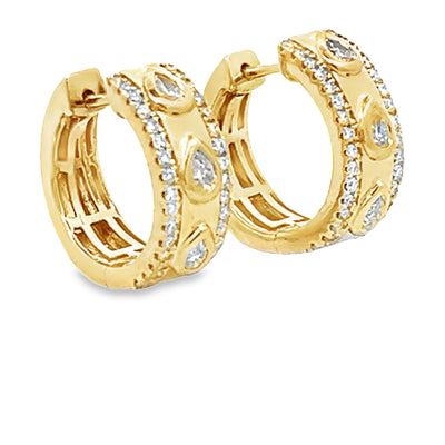 Bezel-set Pear-Shaped Diamond Hoop Earrings