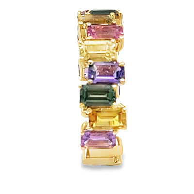 Multi-Colored Sapphire Geometric Ring