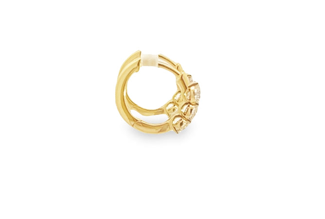 3 Stone Diamond Huggie Earrings