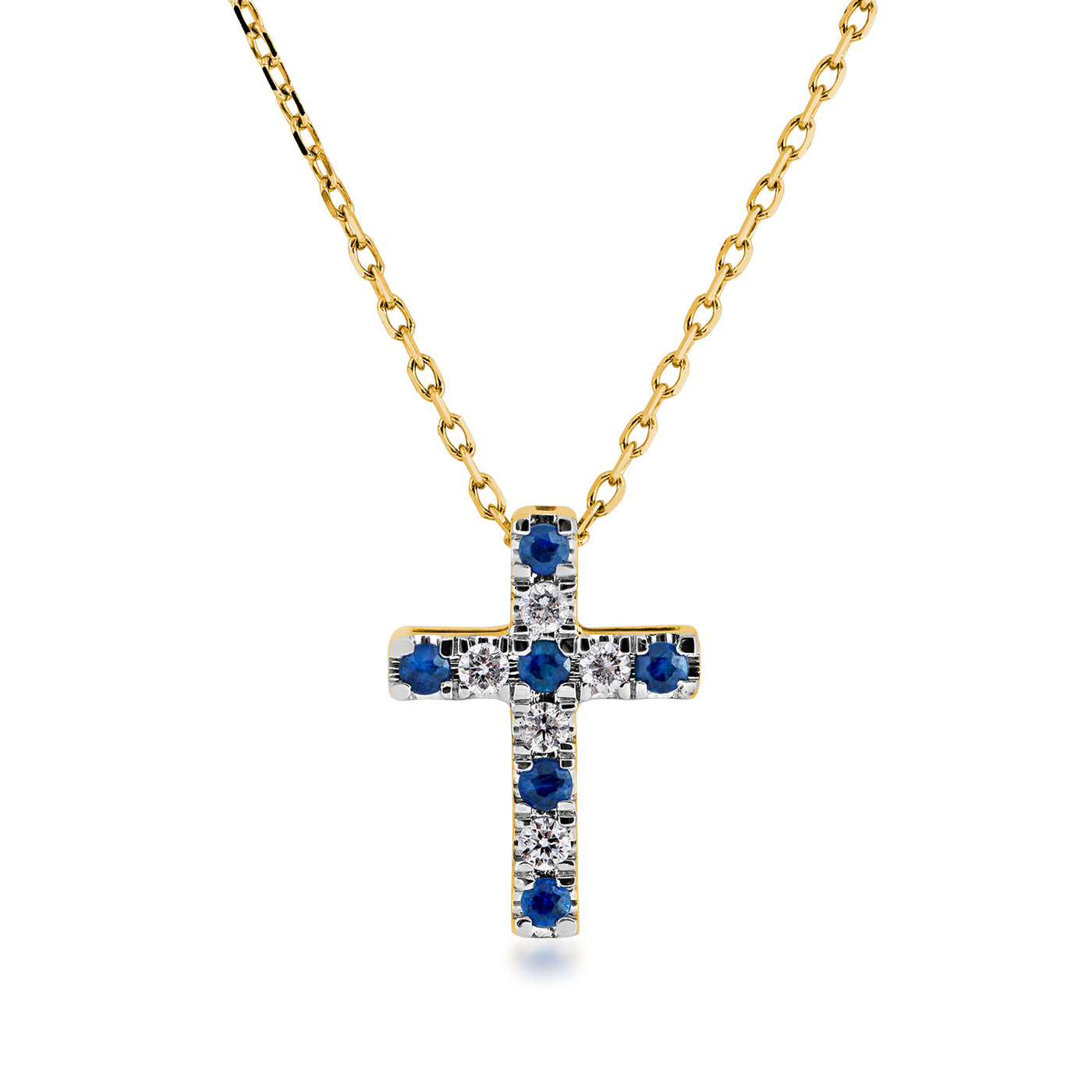 Diamond and Sapphire Cross Necklace