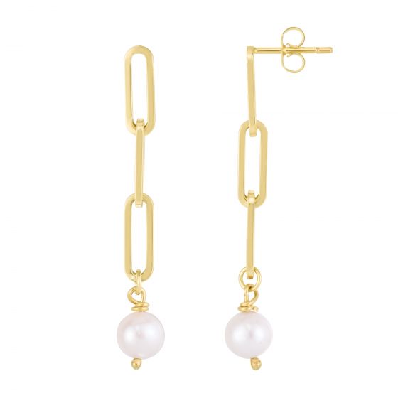 Freshwater Pearl Paperclip Drop Earrings