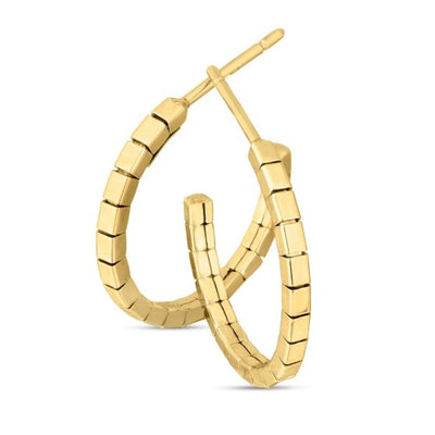 Gold Brick C-Hoop Earrings