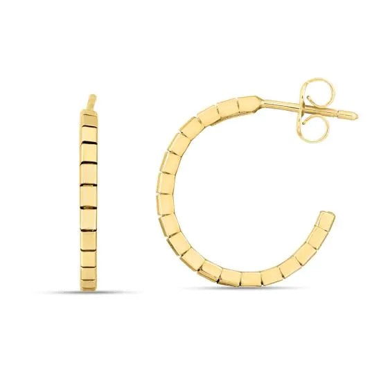 Gold Brick C-Hoop Earrings