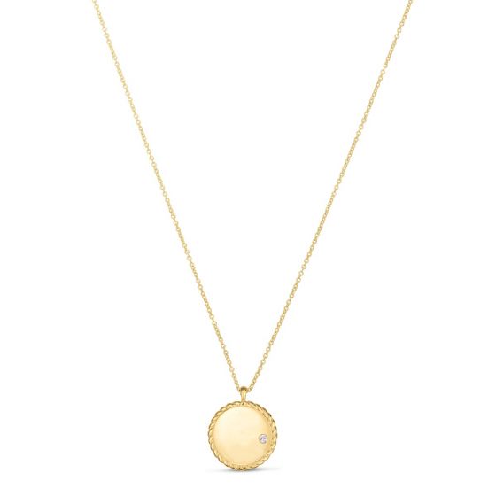 Engravable Diamond Pendant with Rope Twist Bezel