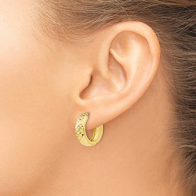 Diamond Cut 16mm Hinged Hoop Earrings