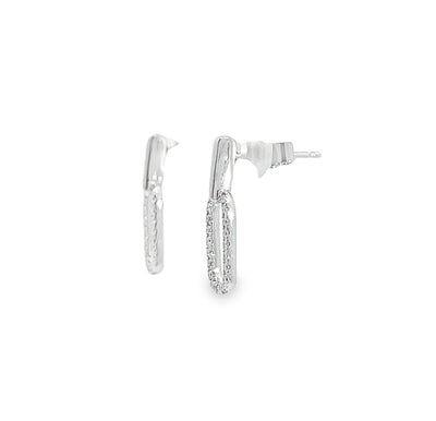 Diamond Paperclip Dangle Earrings
