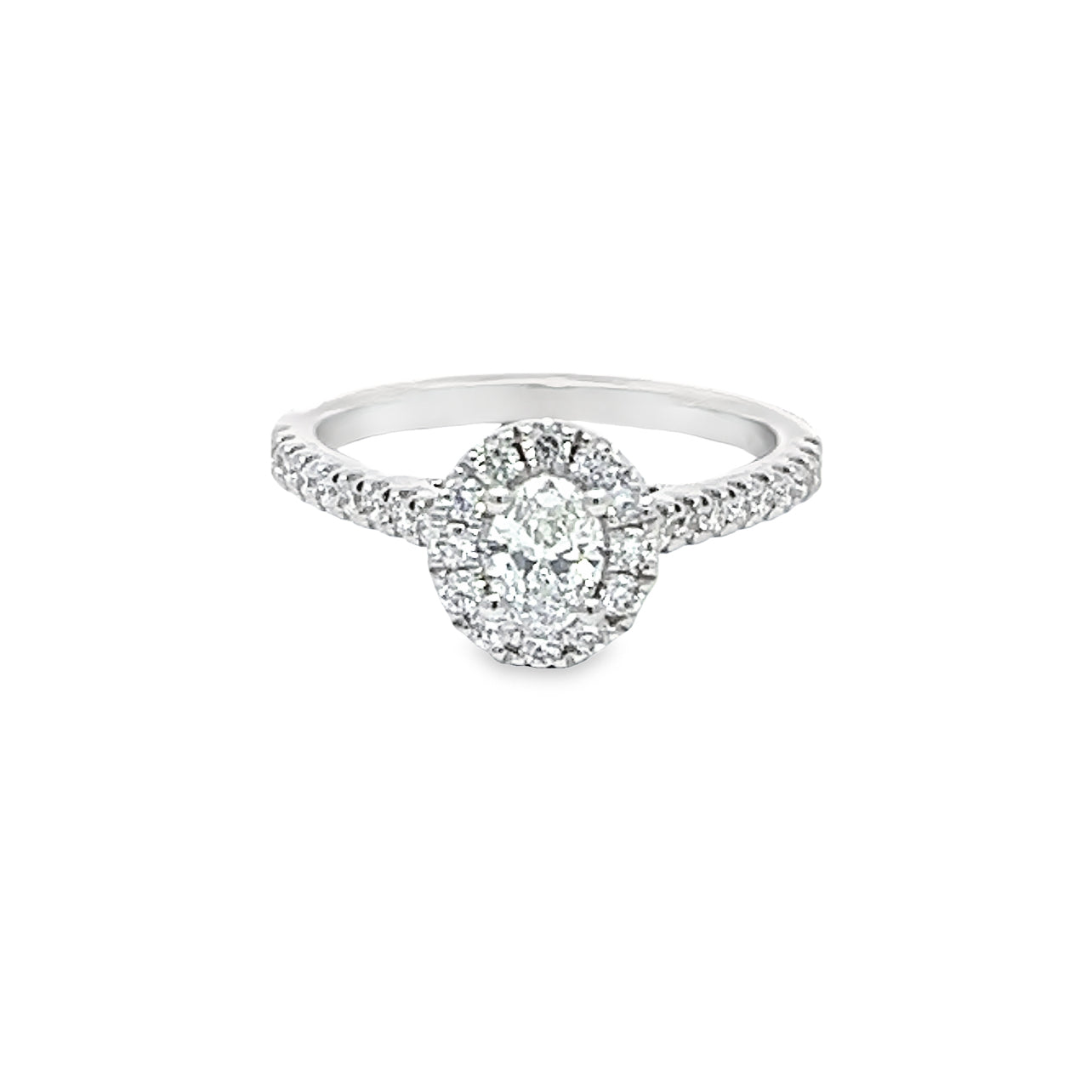 Lab Grown Oval Diamond Halo Engagement Ring