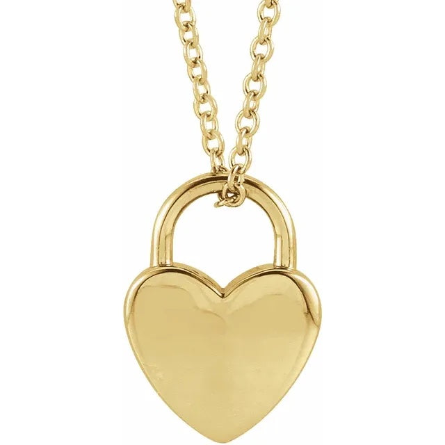 Engravable Heart Lock Necklace