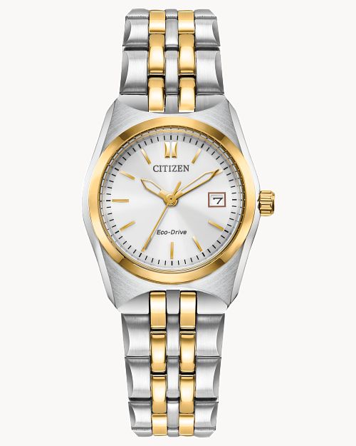 Citizen Corso Eco-Drive Watch with a White Dial and Two-Tone Stainless Steel