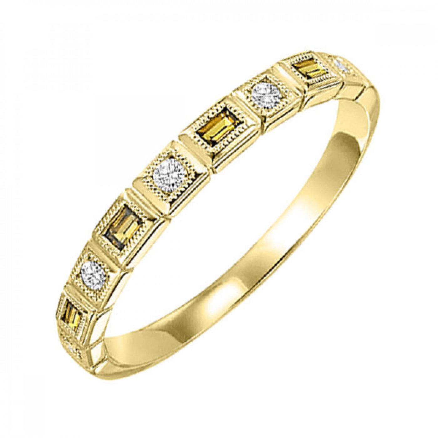 Stackable Diamond and Citrine Band