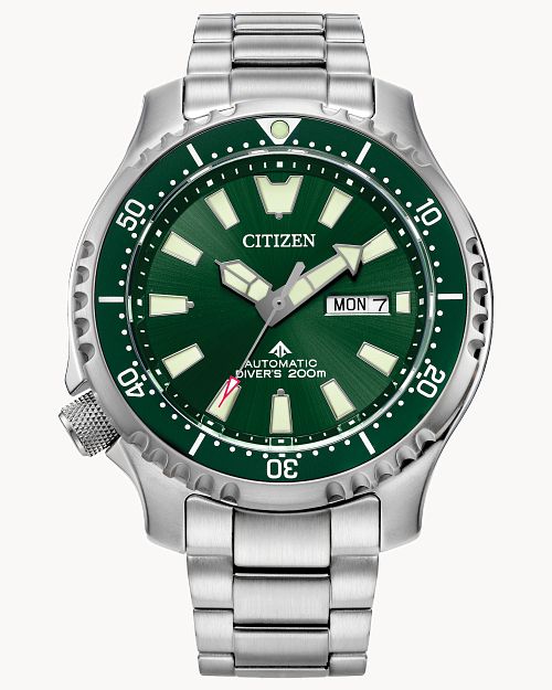 Citizen Promaster Automatic Dive Watch with Green Dial and Stainless Steel Band