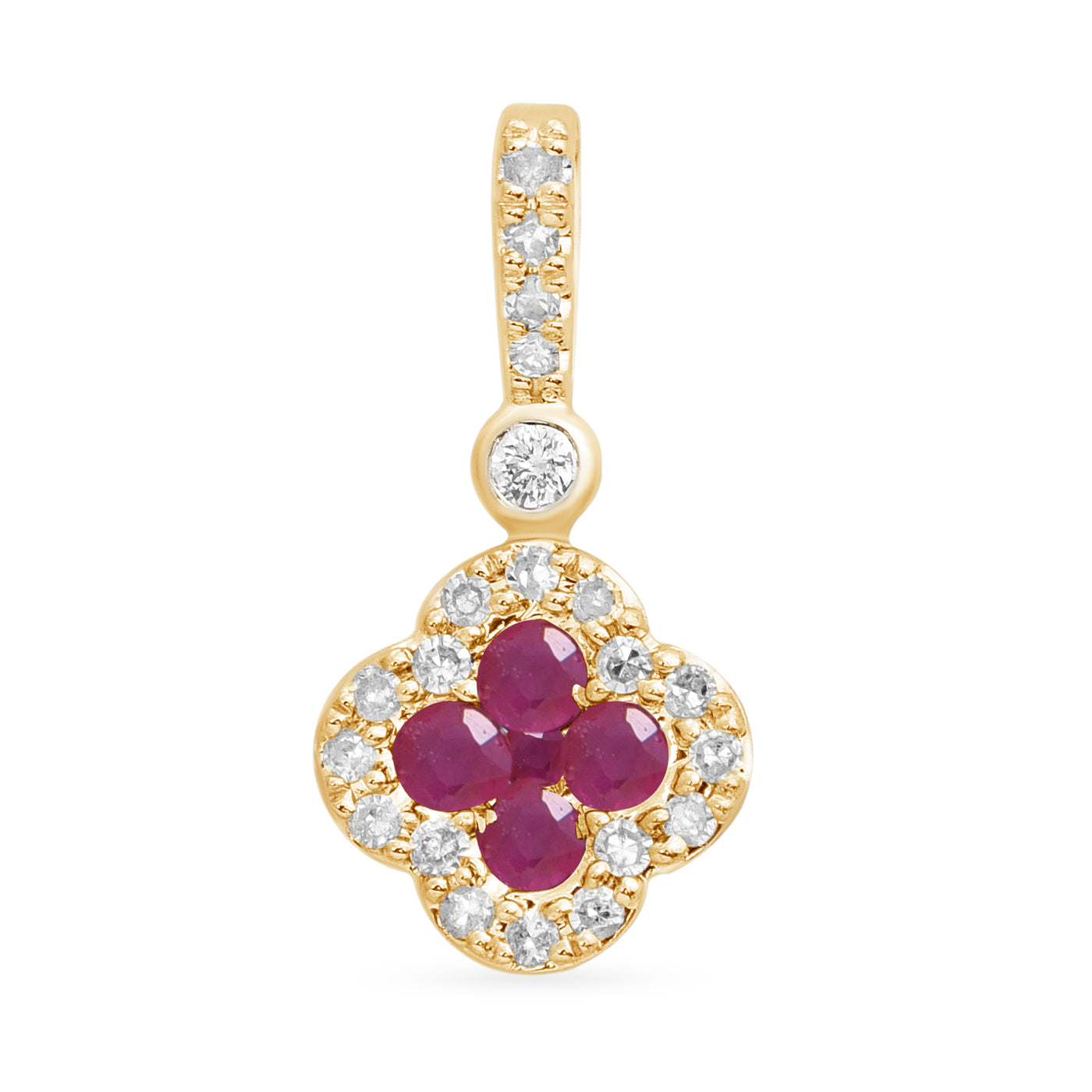 Diamond and Ruby Clover Necklace