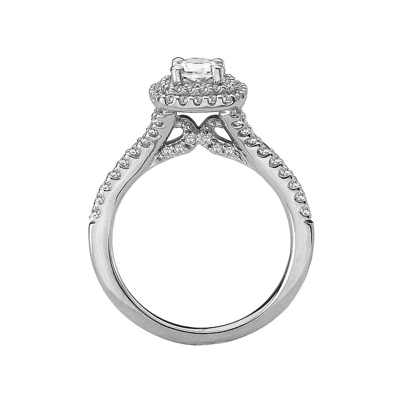 Romance Double Cushion Halo Diamond Engagement Ring